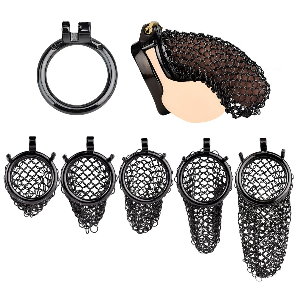 Black Metal Mesh Male Chastity Lock