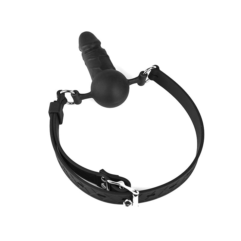 4 Inch Black Silicone Face Dildo Gag