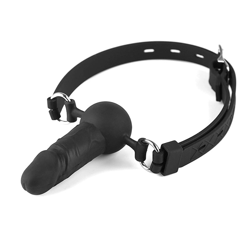4 Inch Black Silicone Face Dildo Gag