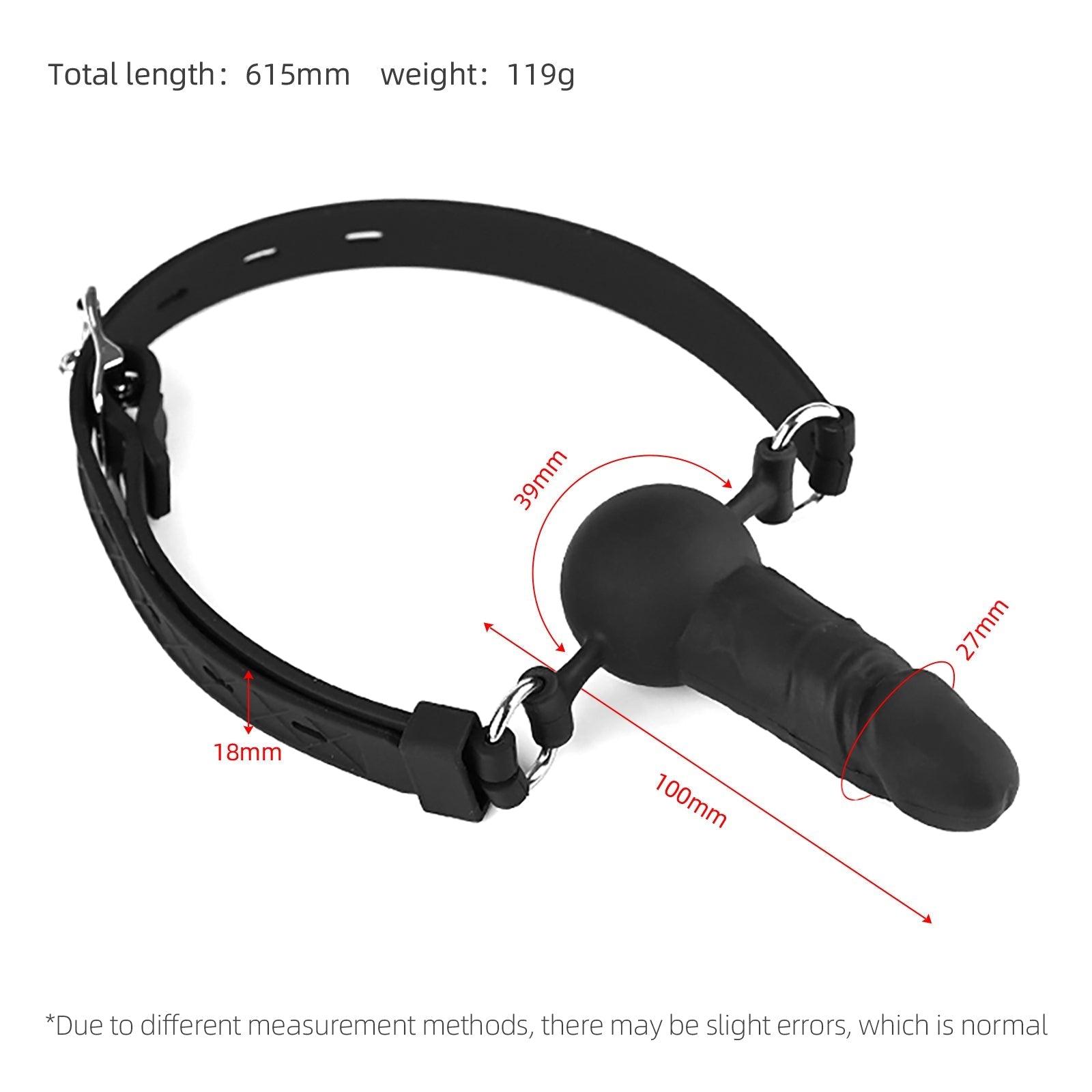 4 Inch Black Silicone Face Dildo Gag