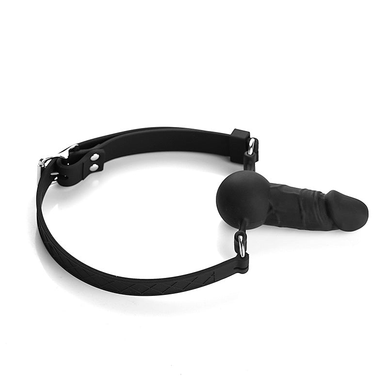 4 Inch Black Silicone Face Dildo Gag