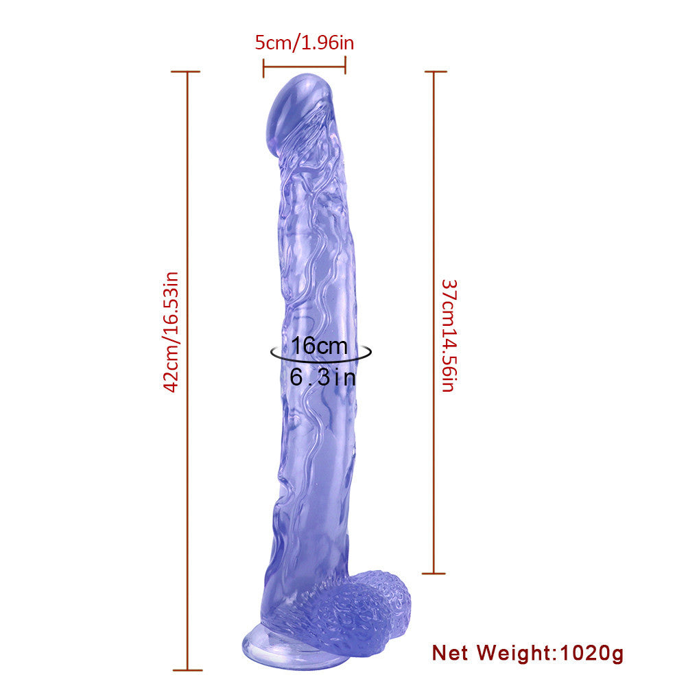 16 Inch Extra Long Blue Clear Jelly Dildo