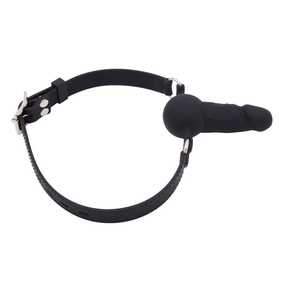 Black Silicone Comfortable Face Dildo Gag