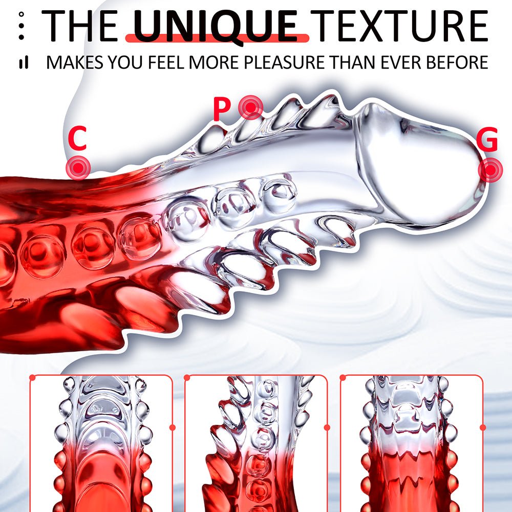 8 Inch Red Clear Spiked Dragon Dildo