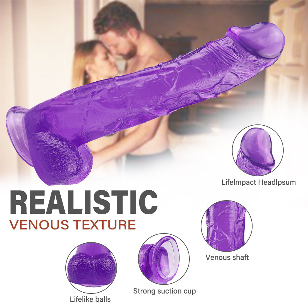 12 Inch Purple Clear Jelly Big Dildo