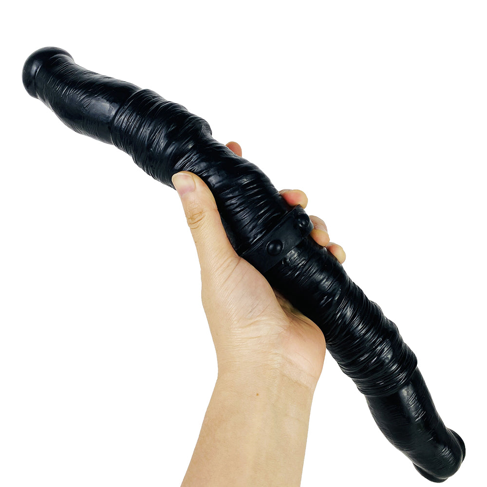 15 Inch Black Silicone Lesbian Double Dildo