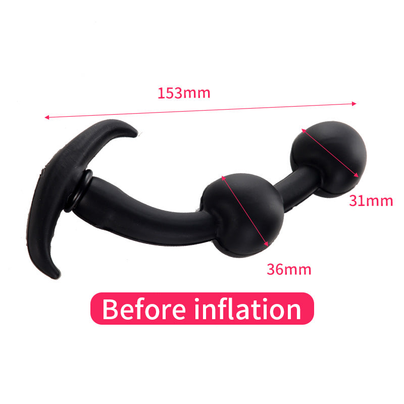 Black Inflatable Built In Steel Ball Swing Butt Plug