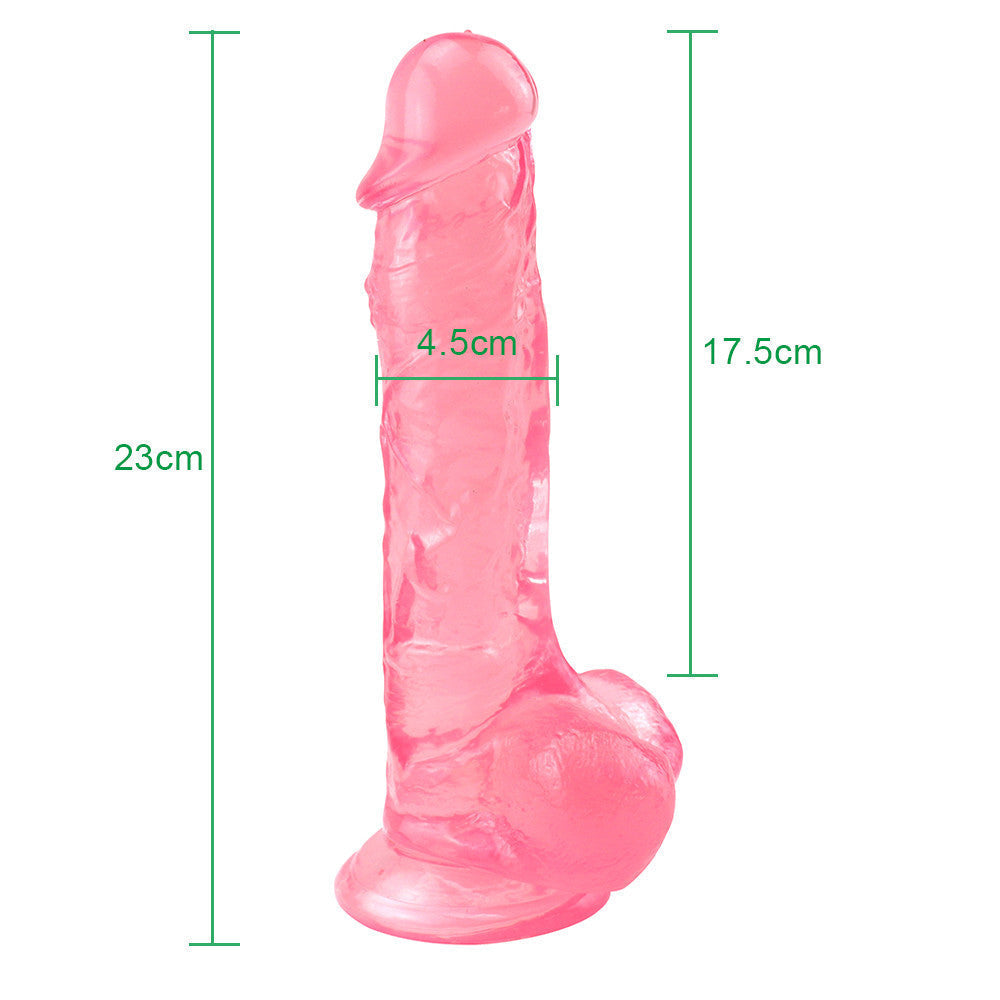 9 Inch Pink Transparent Cute Jelly Dildo