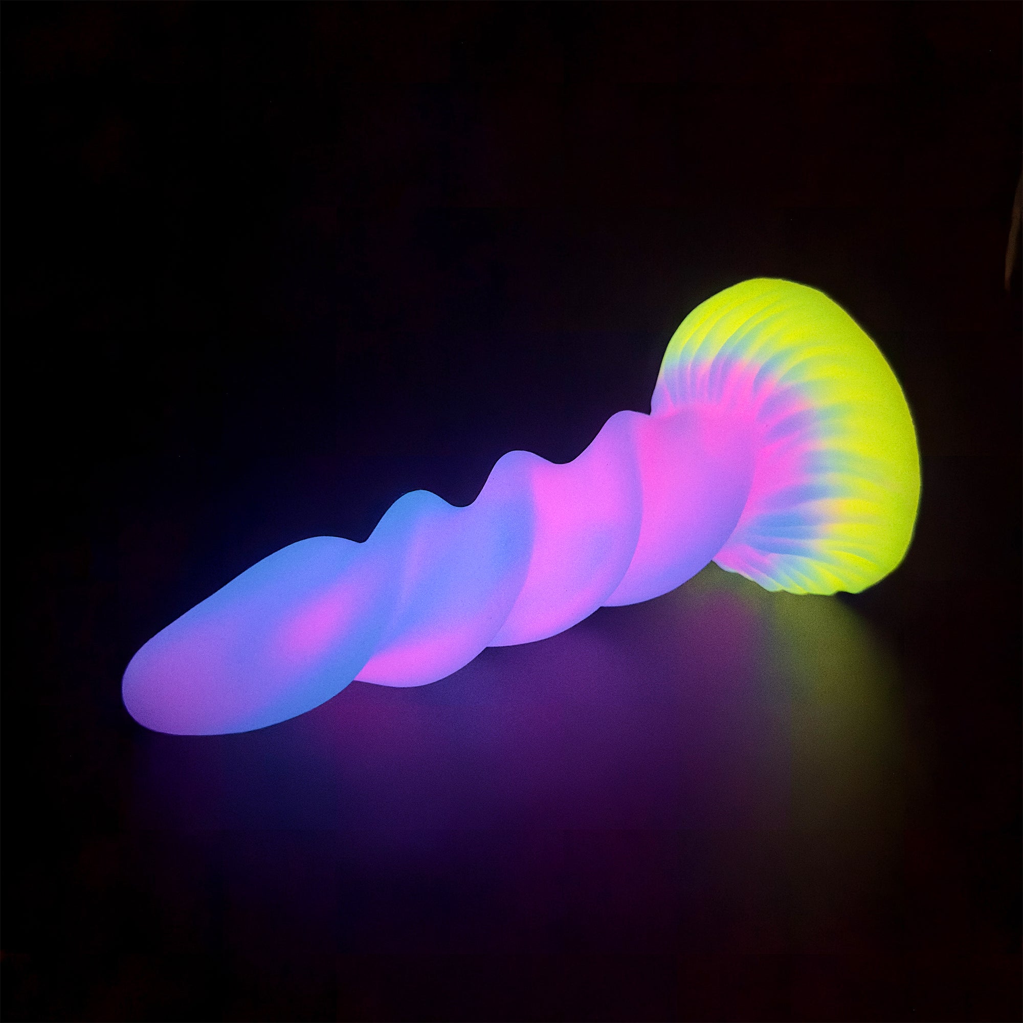 8 Inch Spiral Silicone Fluorescent Unicorn Dildo