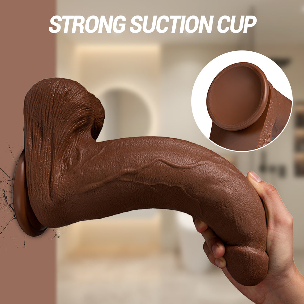 Girthy Dildo 13 Inch Brown Tapered 3 Inch Wide