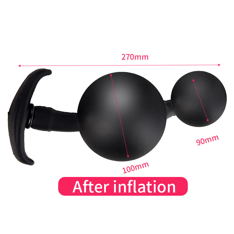 Black Inflatable Built In Steel Ball Swing Butt Plug