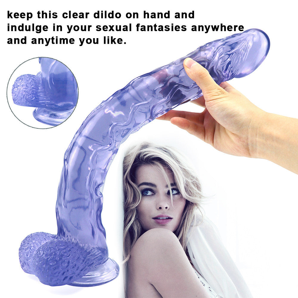 16 Inch Extra Long Blue Clear Jelly Dildo