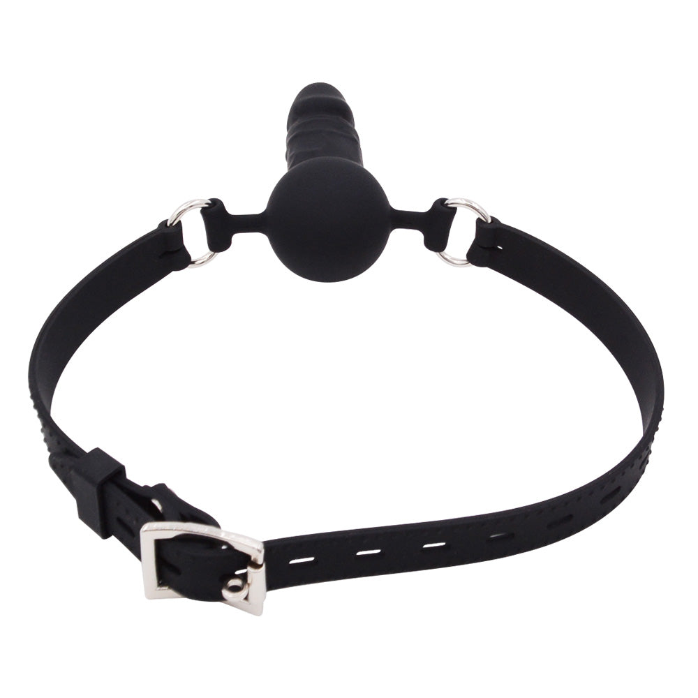 Black Silicone Comfortable Face Dildo Gag