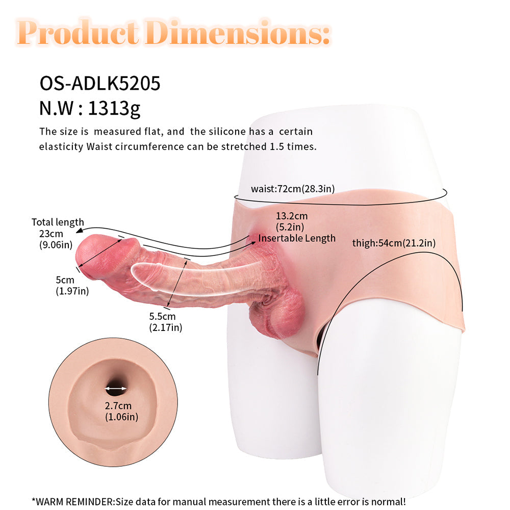 9 Inch Big Realistic Penis Hollow Dildo Pants
