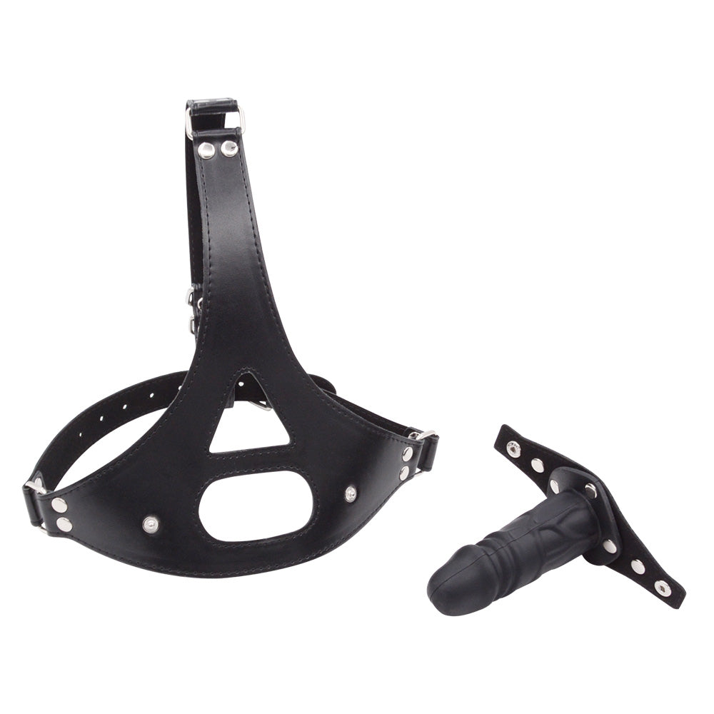 Black Leather Detachable Dildo Gag