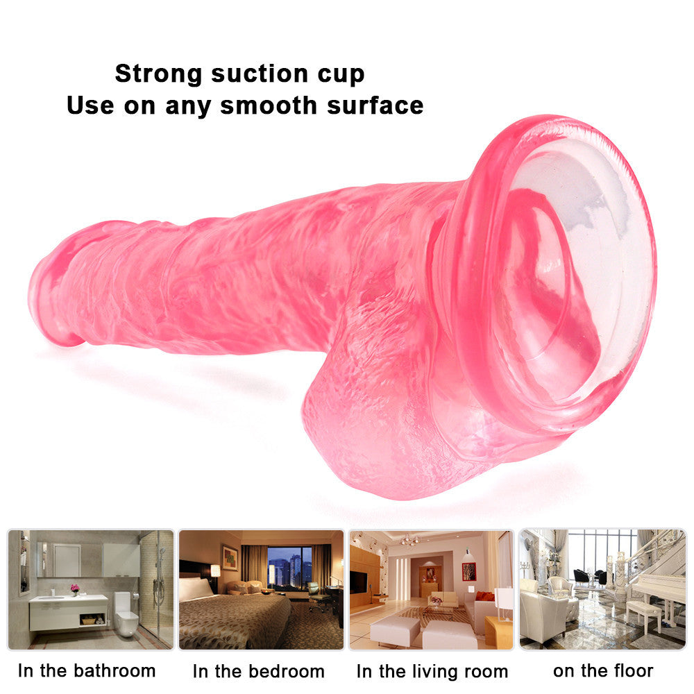 9 Inch Pink Transparent Cute Jelly Dildo