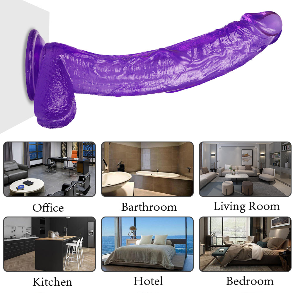 12 Inch Crooked Mouth Purple Jelly Dildo
