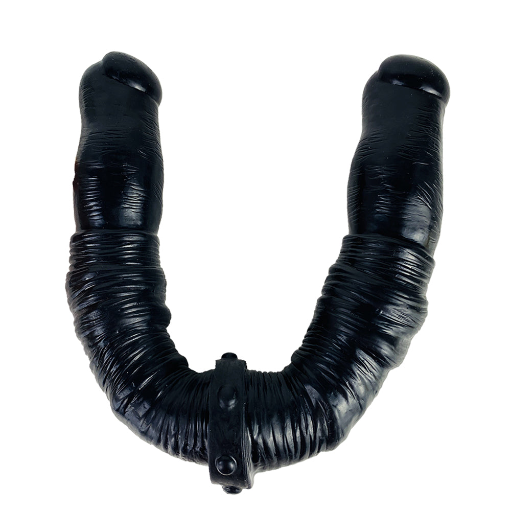 15 Inch Black Silicone Lesbian Double Dildo