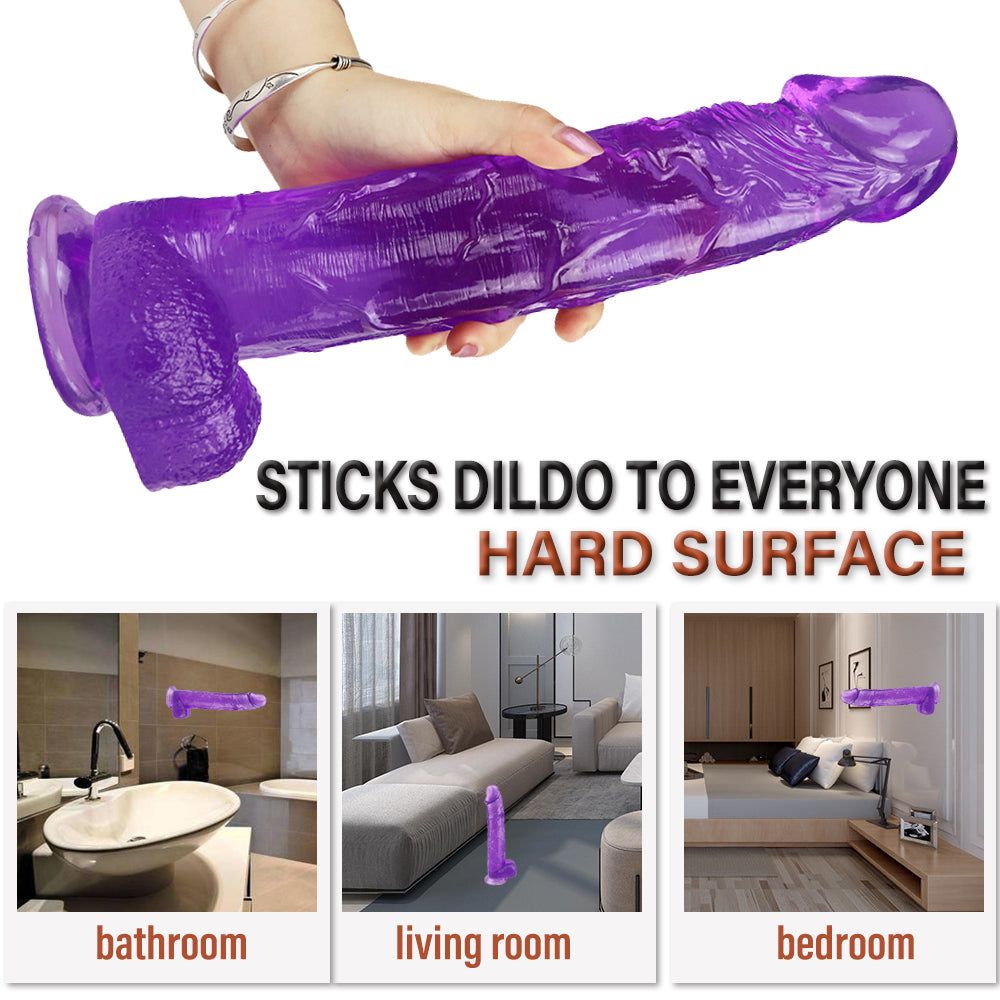 12 Inch Purple Clear Jelly Big Dildo