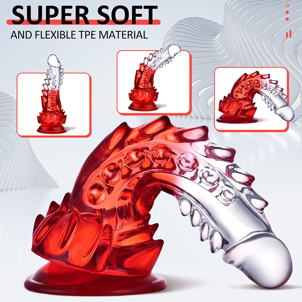 8 Inch Red Clear Spiked Dragon Dildo