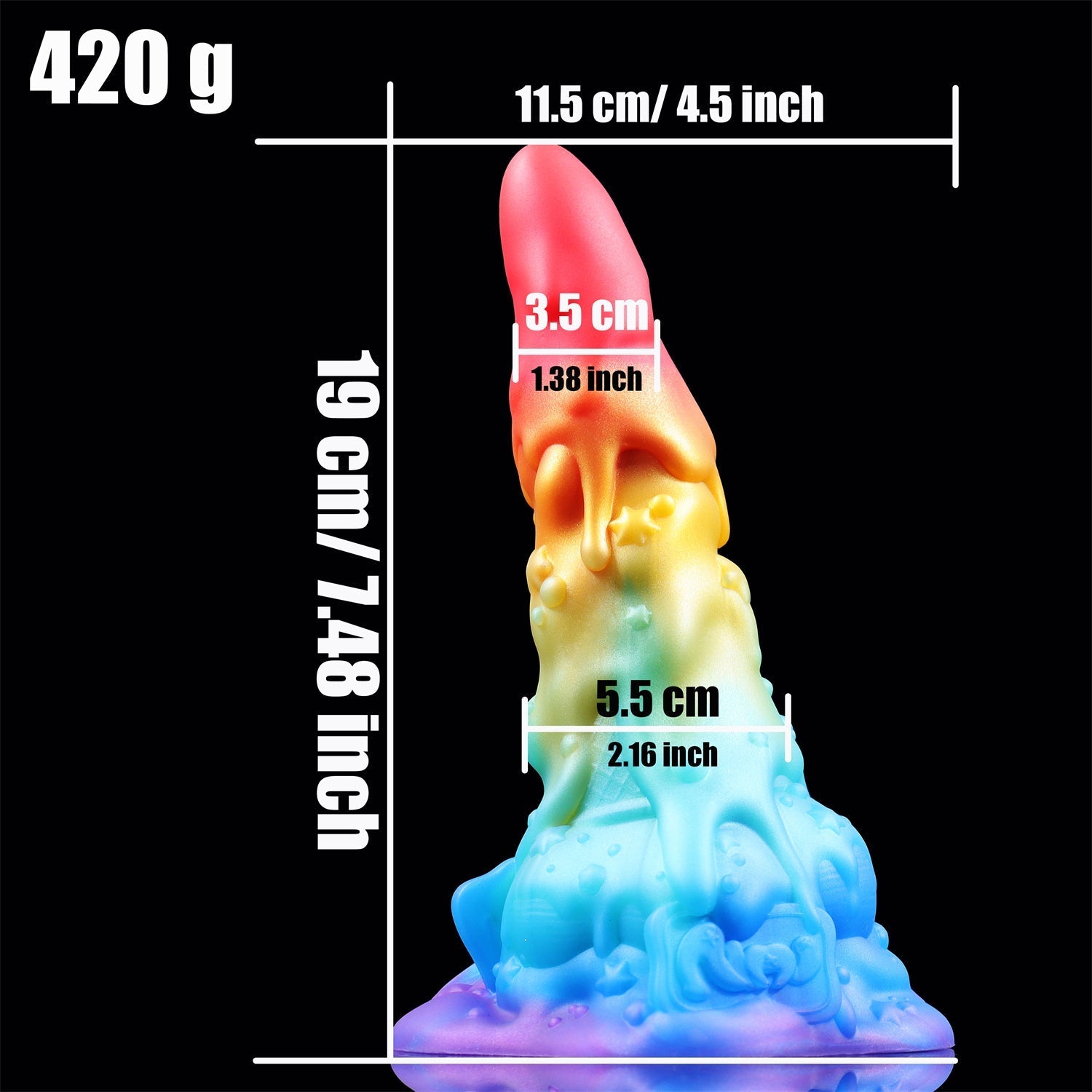 7 Inch Ice Cream Cone Rainbow Dildo