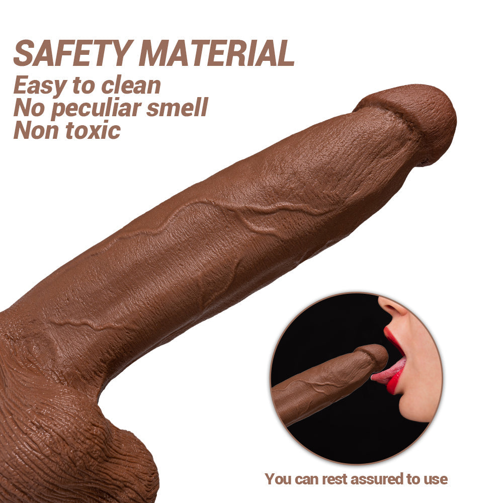 Girthy Dildo 13 Inch Brown Tapered 3 Inch Wide
