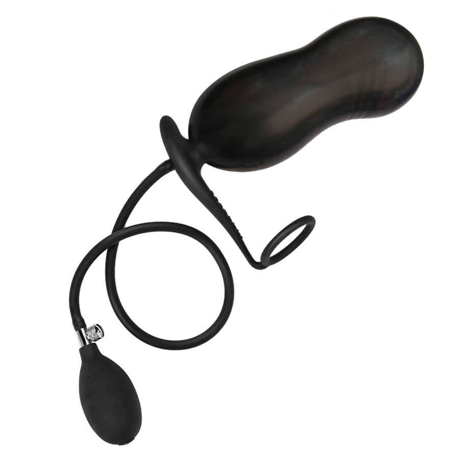 Silicone Inflatable Butt Plug With Penis Ring