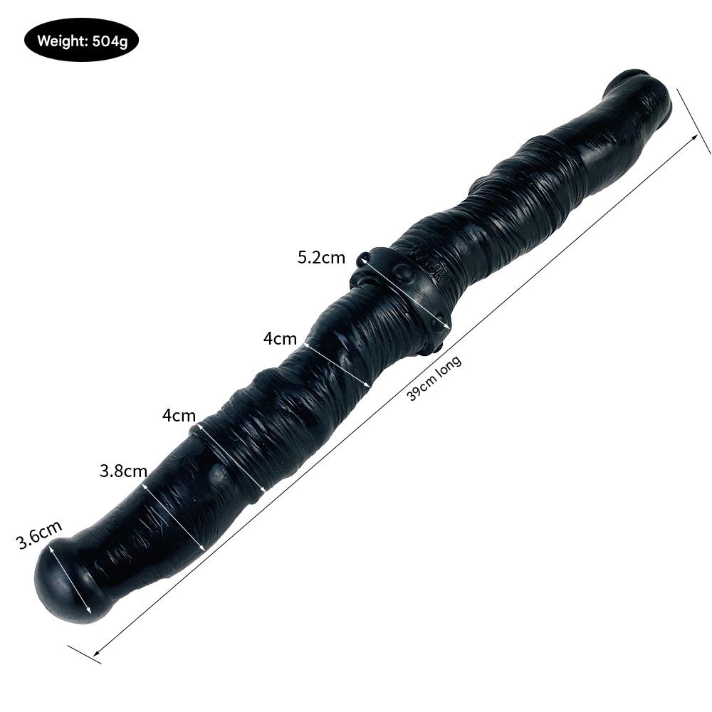 15 Inch Black Silicone Lesbian Double Dildo