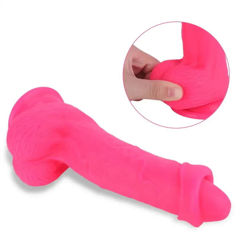 Pink Silicone Uncircumcised Strap On Dildo