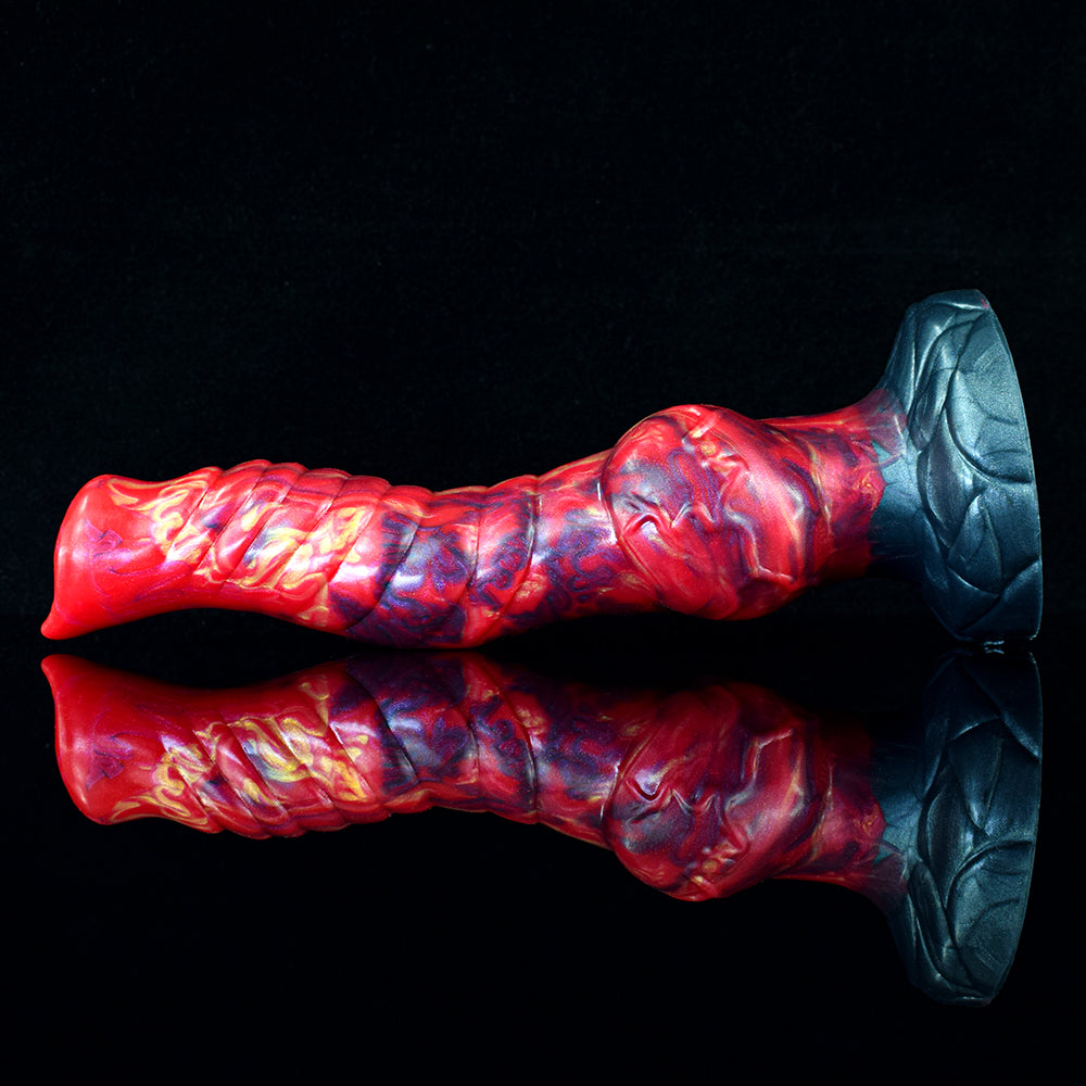 9 Inch Textured Red Monster Horse Dildo