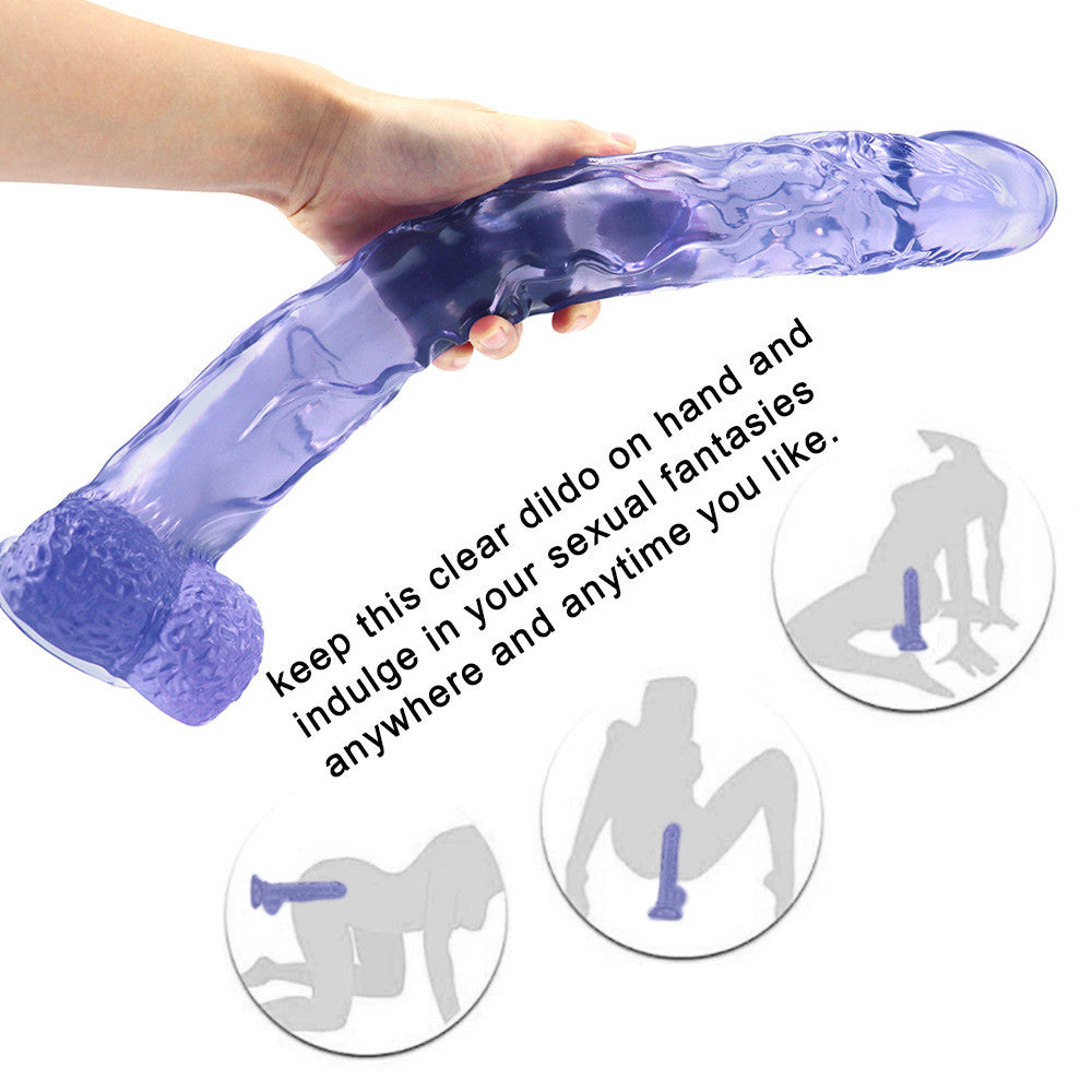 16 Inch Extra Long Blue Clear Jelly Dildo