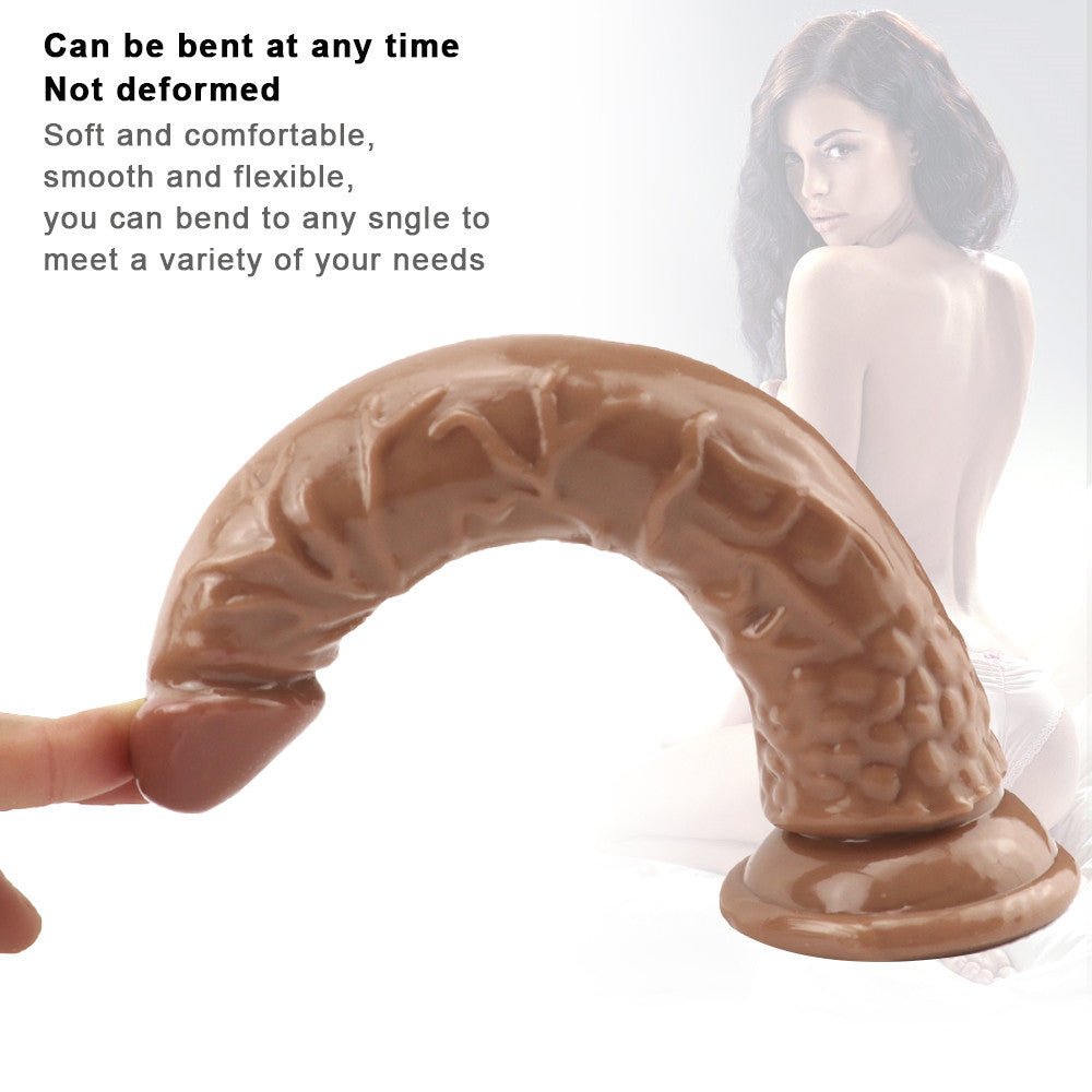 8 Inch Slim Realistic Brown Dildo