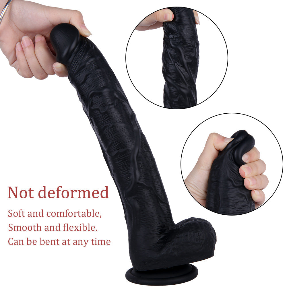 Realistic Black Dildo 11 Inch Silicone Big