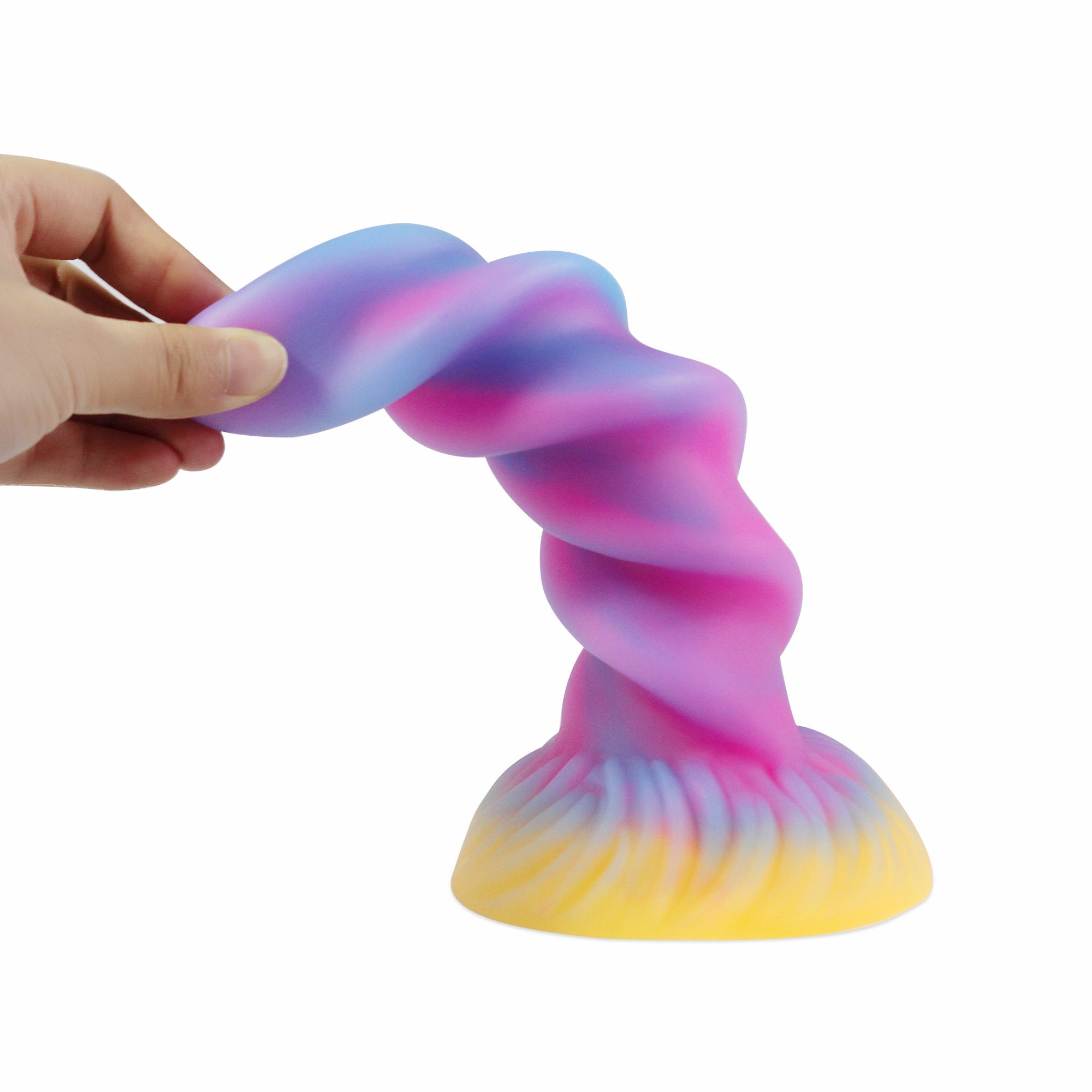 8 Inch Spiral Silicone Fluorescent Unicorn Dildo