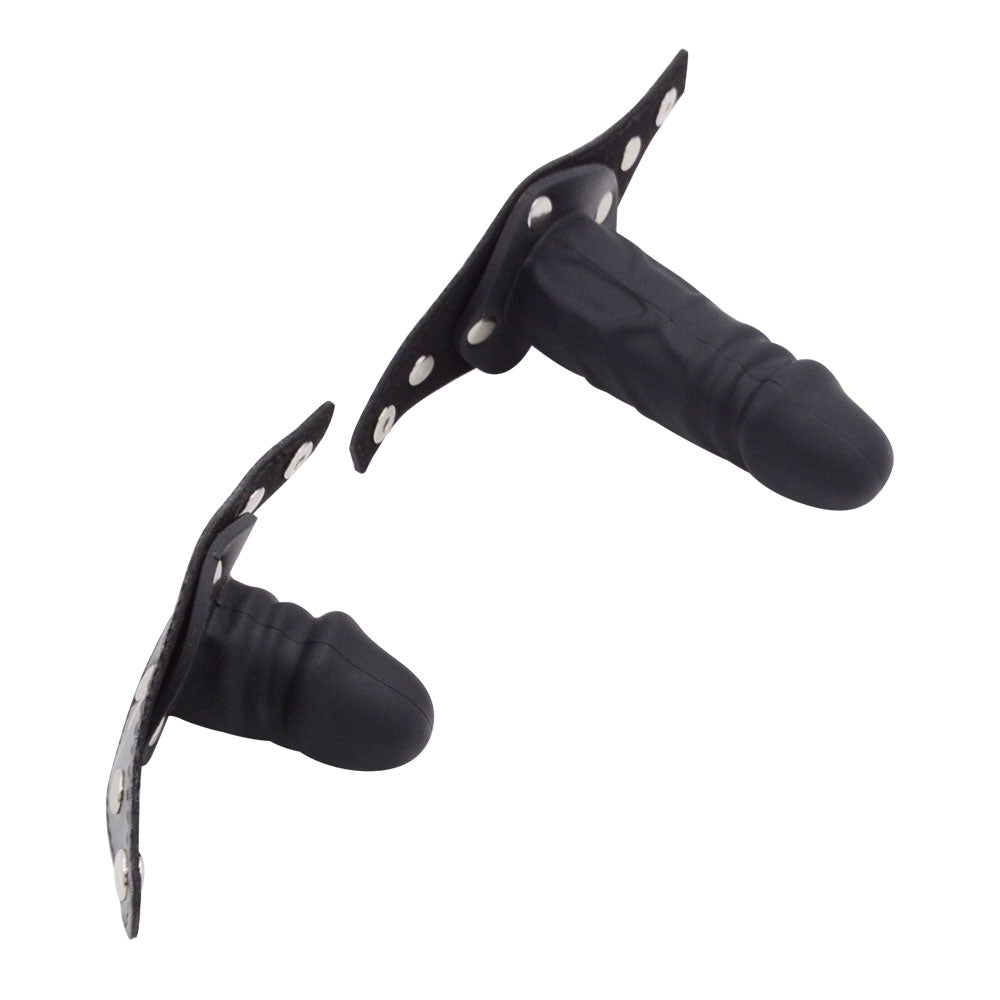 Black Leather Face Strap Dildo Gag
