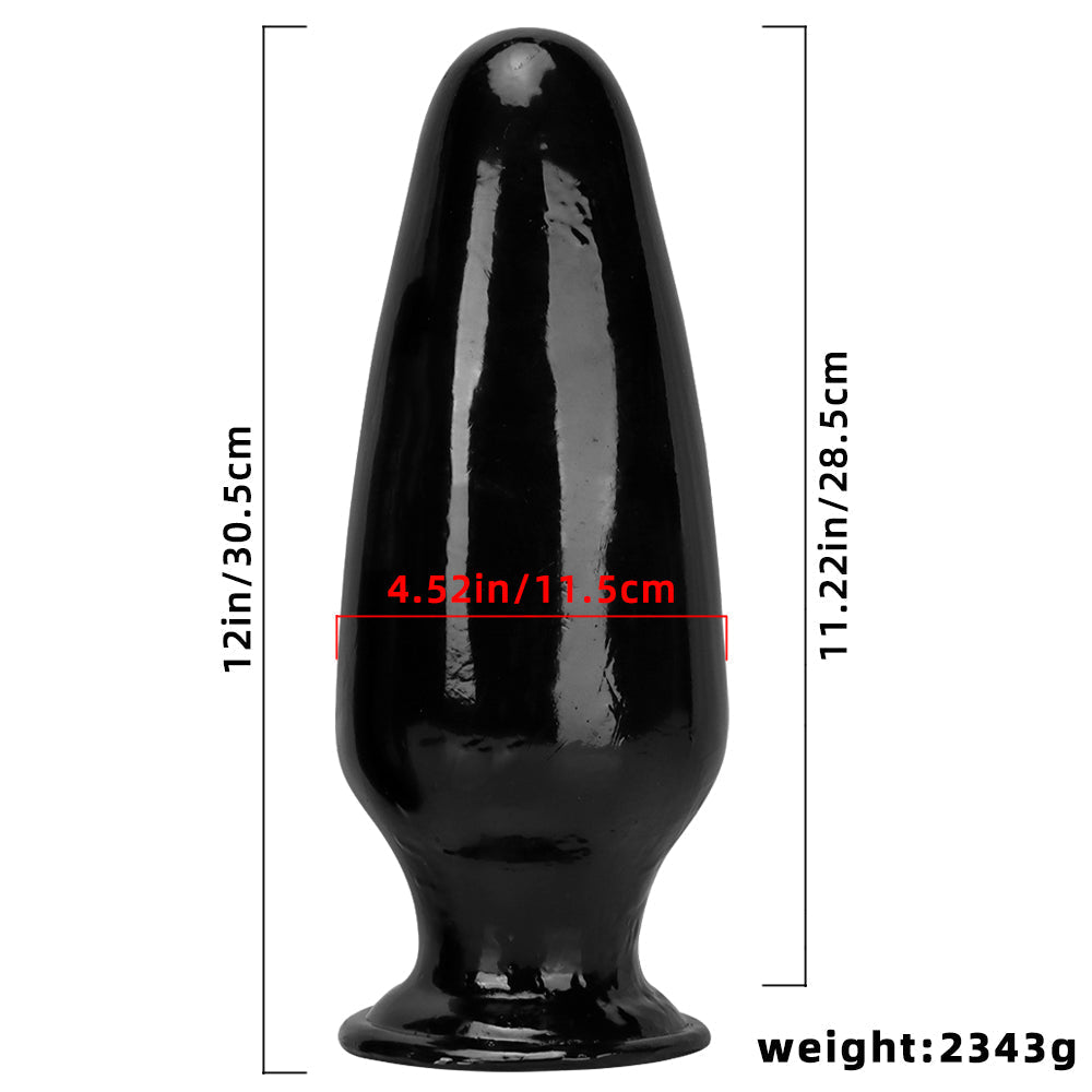 Enormous Anal Toys 12 Inch Black Conical Dildo