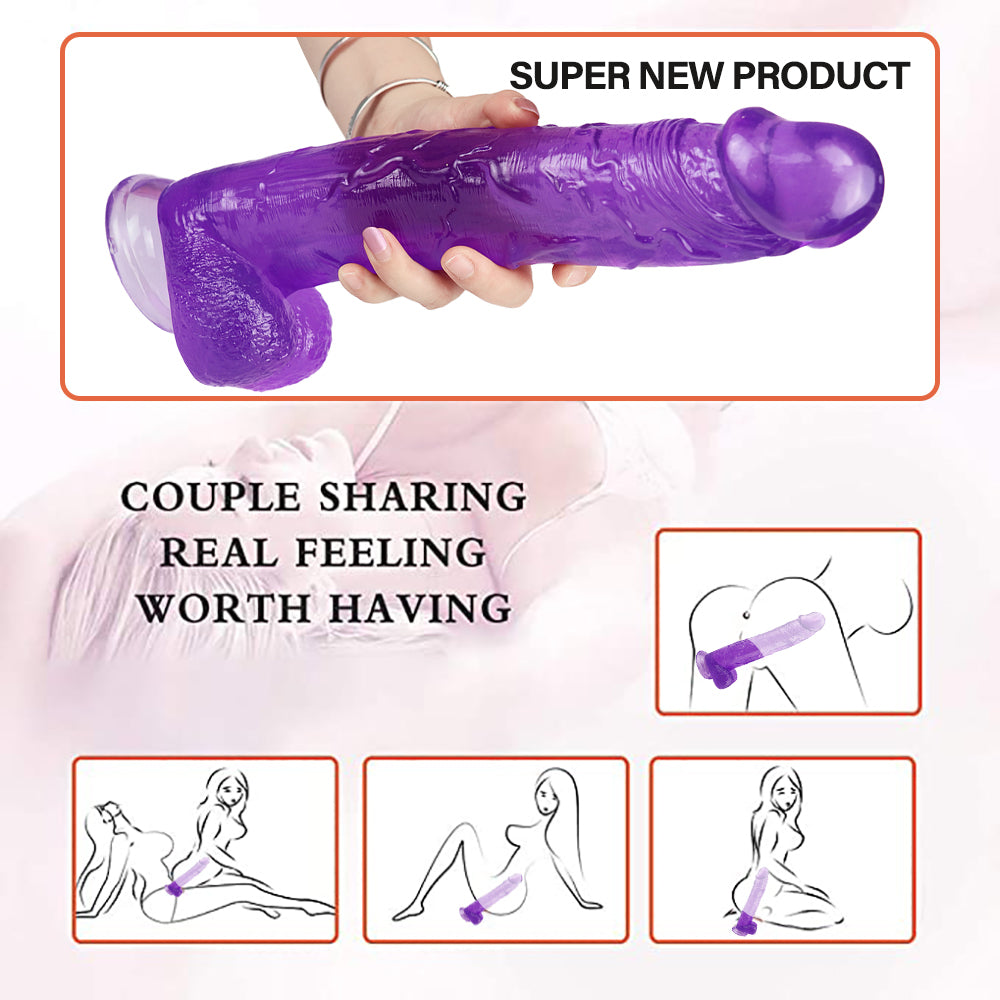 12 Inch Purple Clear Jelly Big Dildo
