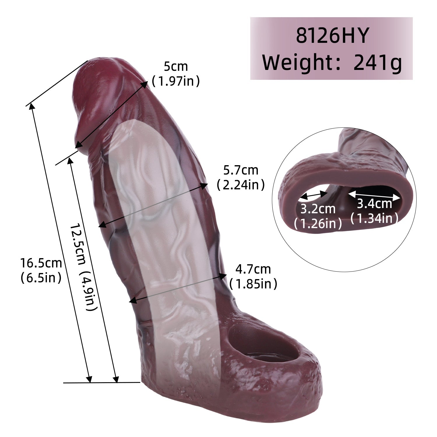 6 Inch Brown Silicone Realistic Penis Sleeve