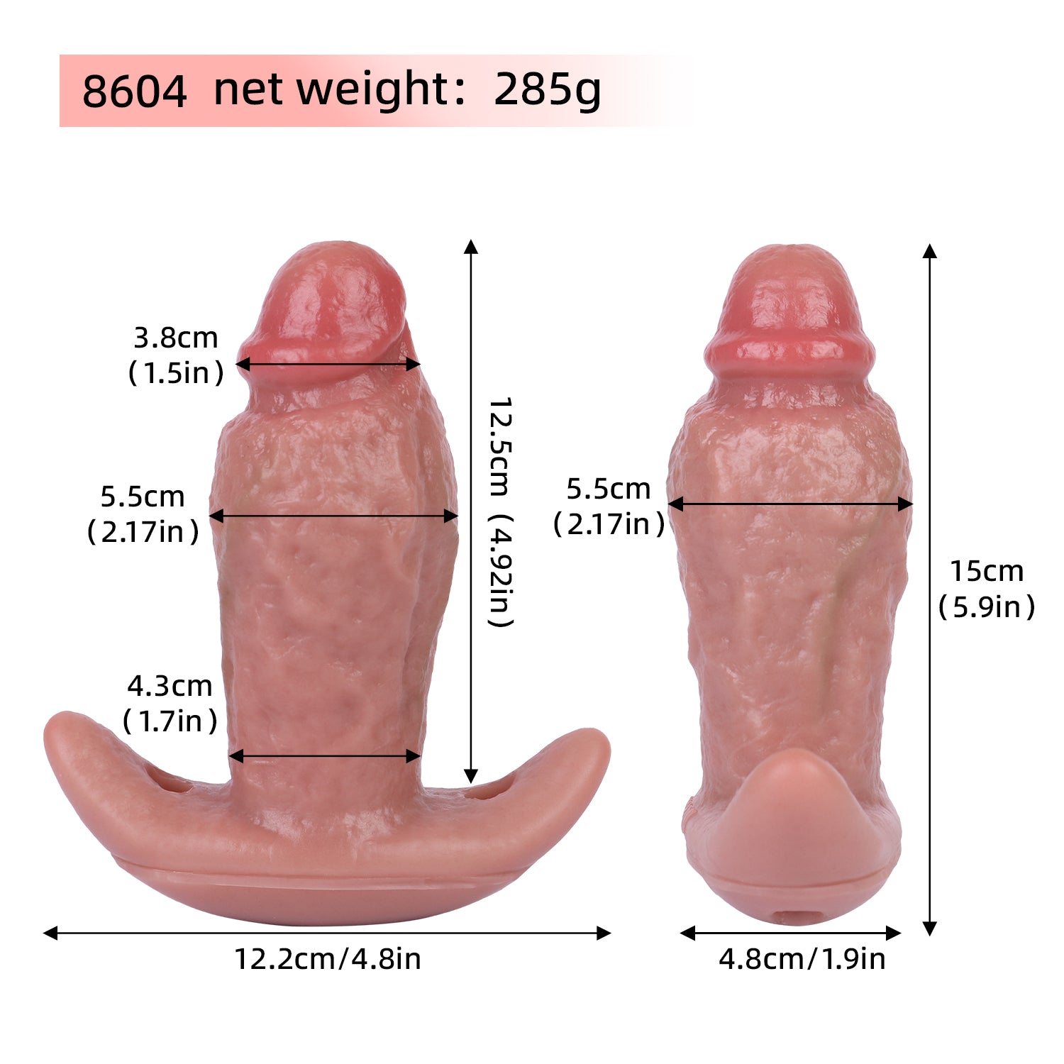 5 Inch Silicone Realistic Penis Vibrating Butt Plug