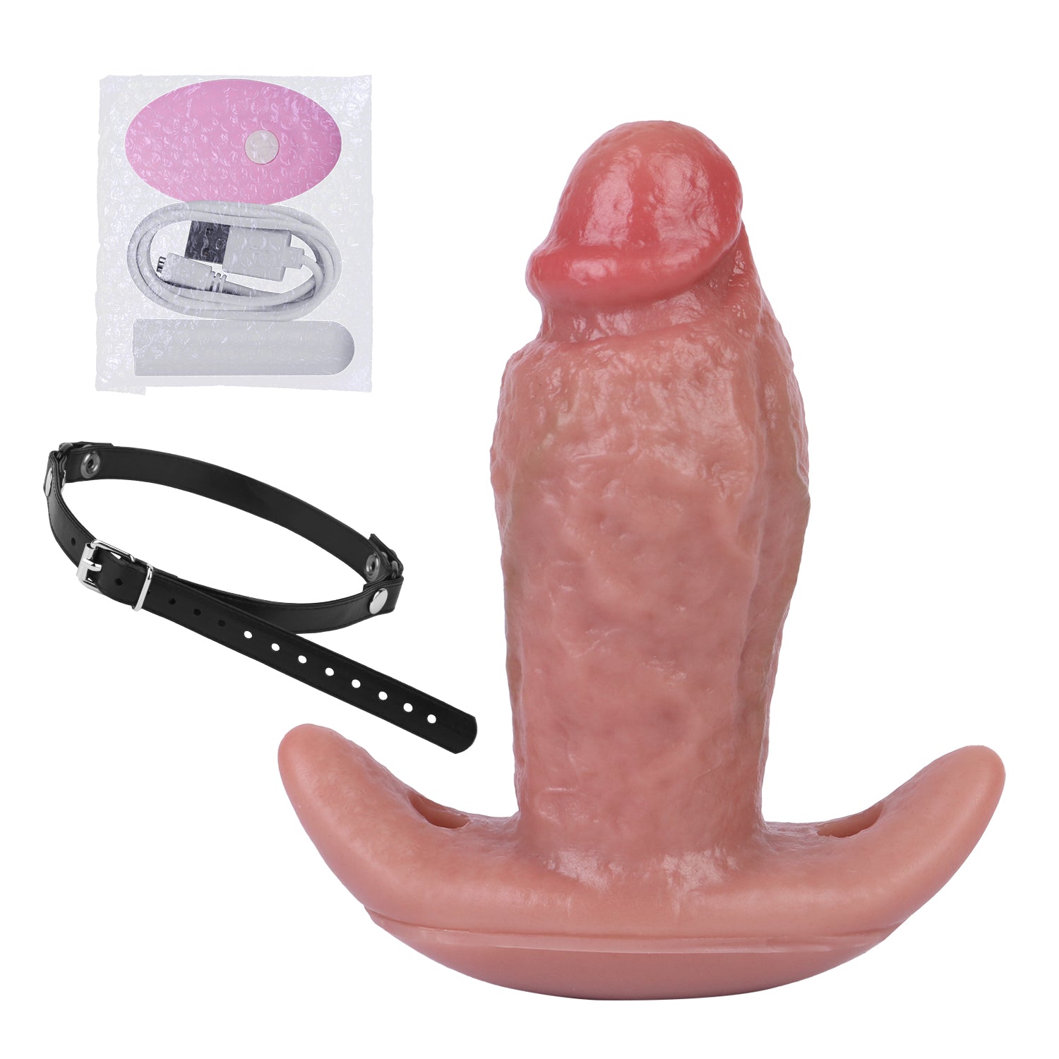 5 Inch Silicone Realistic Penis Vibrating Butt Plug