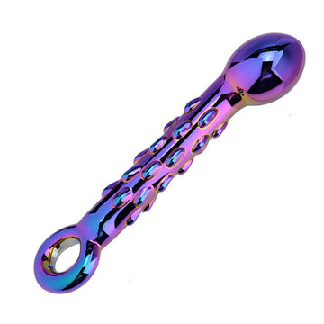 7 Inch Electroplated Studded G Spot Glass Dildo