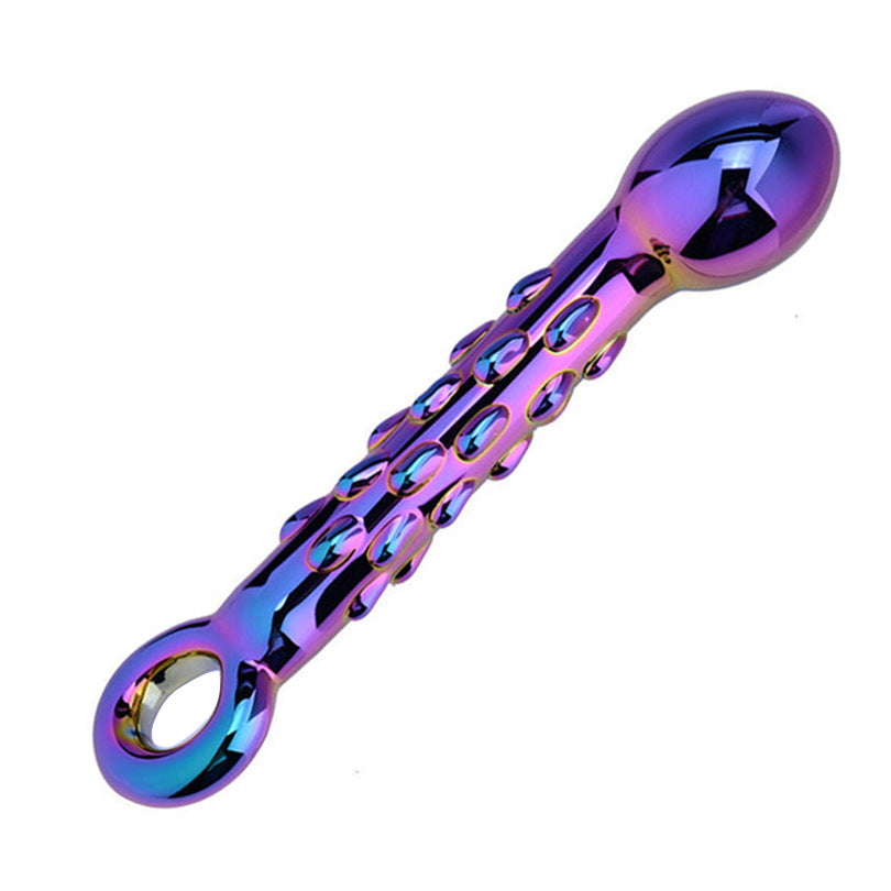 7 Inch Electroplated Studded G Spot Glass Dildo