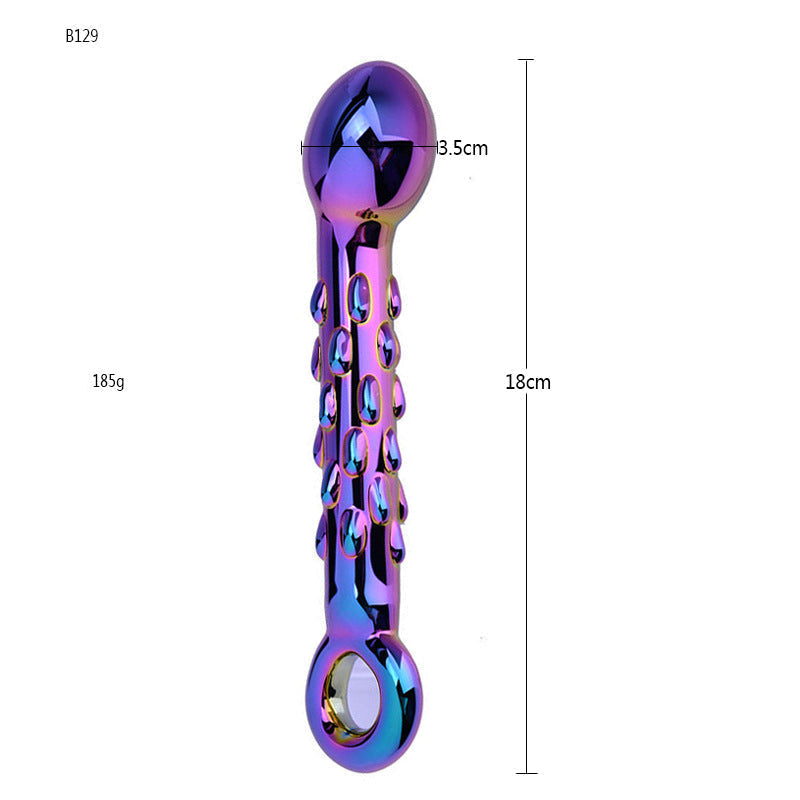 7 Inch Electroplated Studded G Spot Glass Dildo