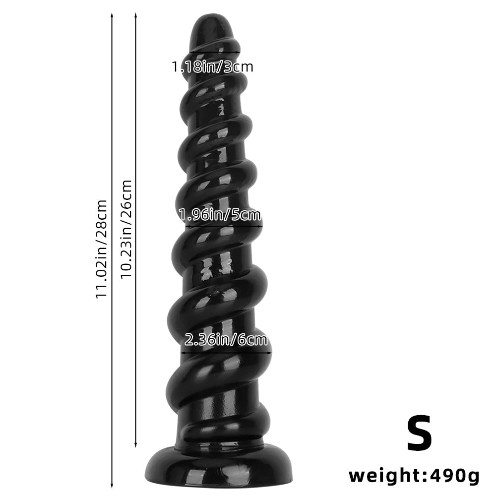 Anal Wand Black Threaded Ribbed 13 Inch Dildo