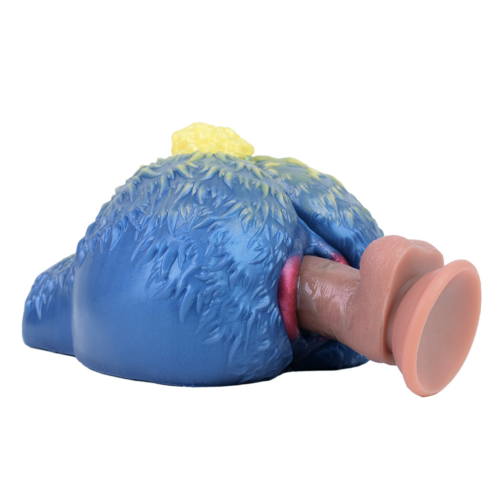 Blue Silicone Furry Goat Pocket Pussy