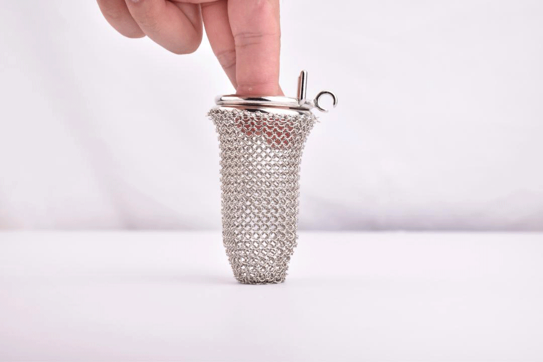 Bondage Cage Silver Mesh Male Metal Chastity