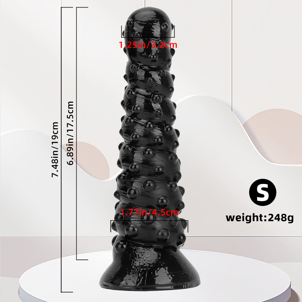 15 Inch Threaded Dotted Black Giant Dildo