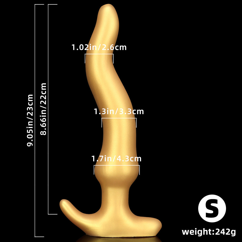 Giant Gold S Shaped Silicone Long Anal Plug