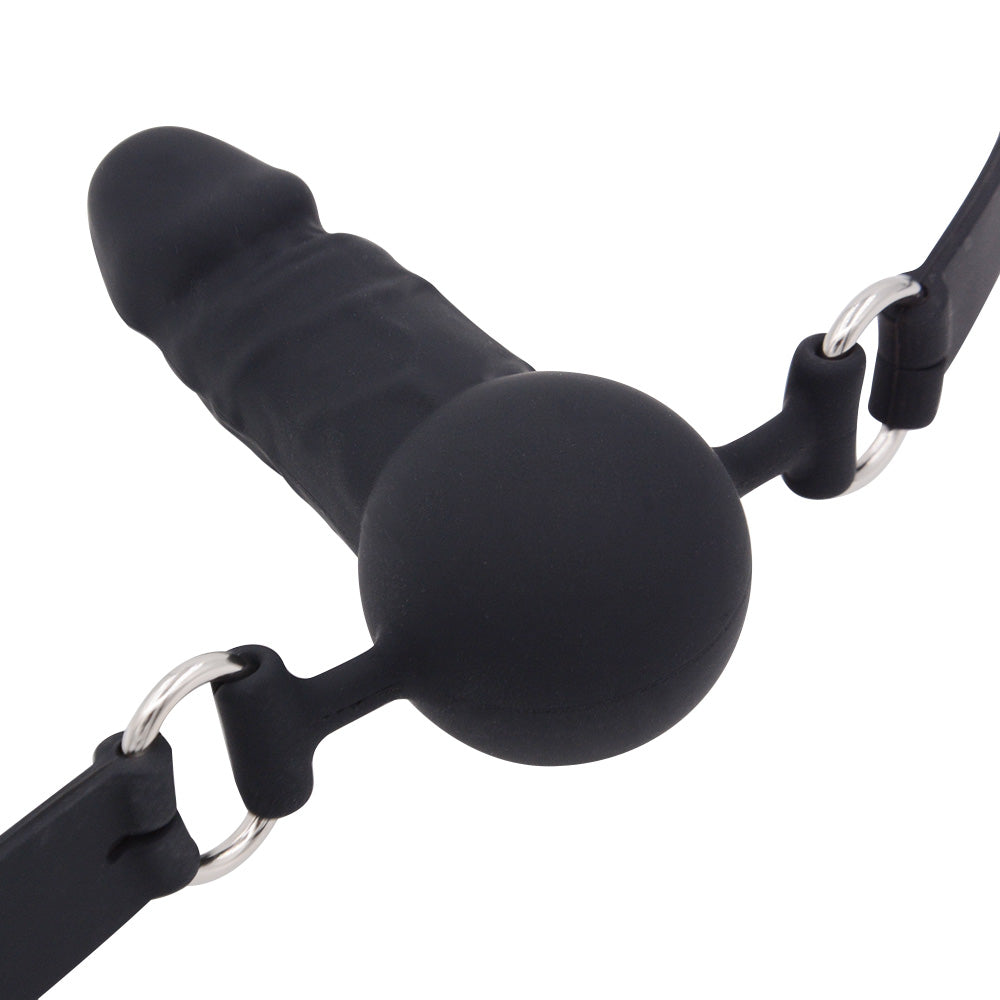 Black Silicone Comfortable Face Dildo Gag