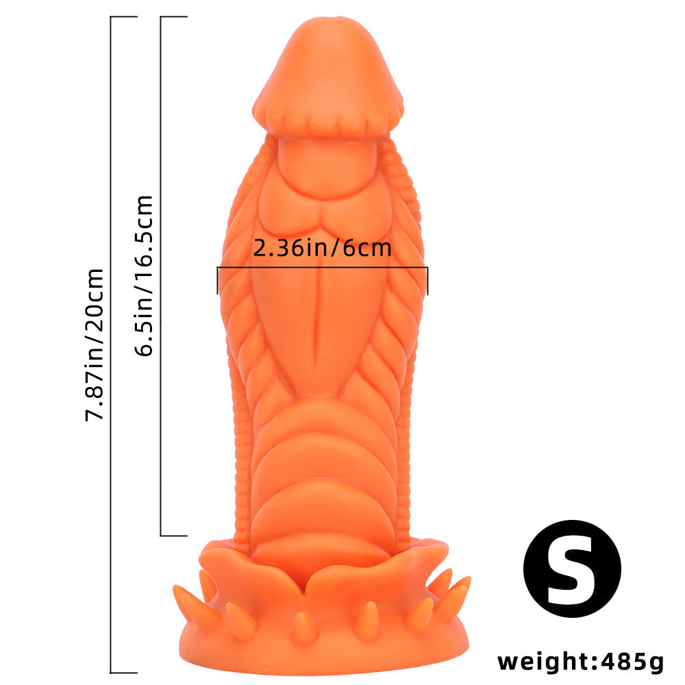 3 Inch Thick Orange Textured Monster Dildo